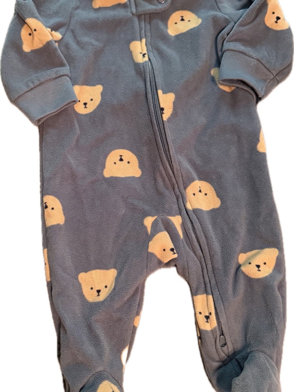 Carter's Blue Fleece Bear Print Footed One-Piece